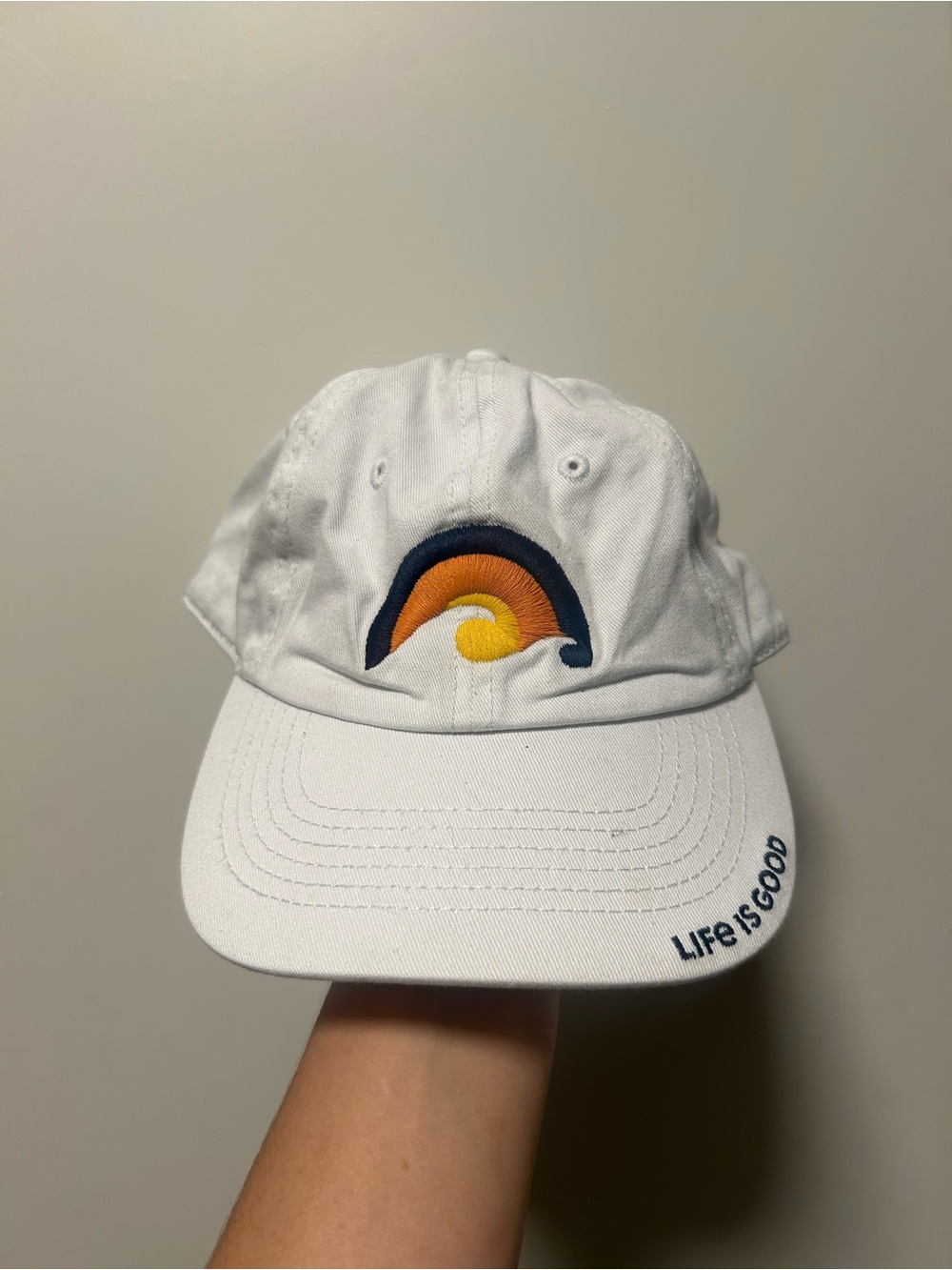 Life is Good White Wave Sunset Graphic Dad Hat